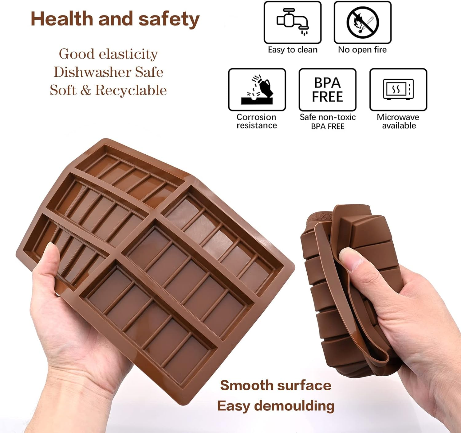 Wax Melt Molds Silicone,Rectangle Silicone Wax Melt Chocolate Bar Mold for Wickless Wax Melt Candles Chocolate Bakeware Molds - C image number 5