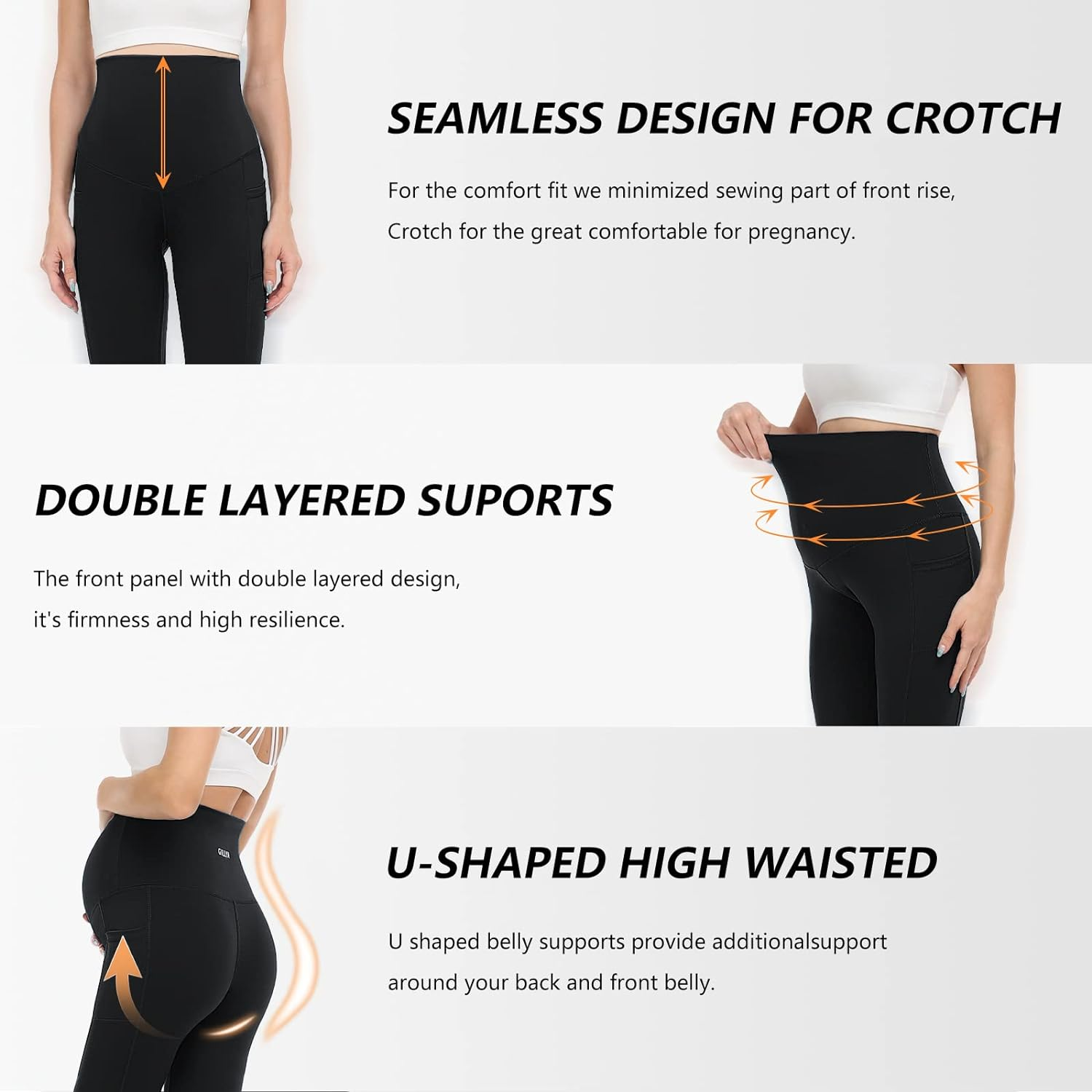 GILLYA Maternity Leggings over the Belly for Women Pregnancy Active Wear Workout Yoga Gym Compression Comfy Tights Pants image number 2