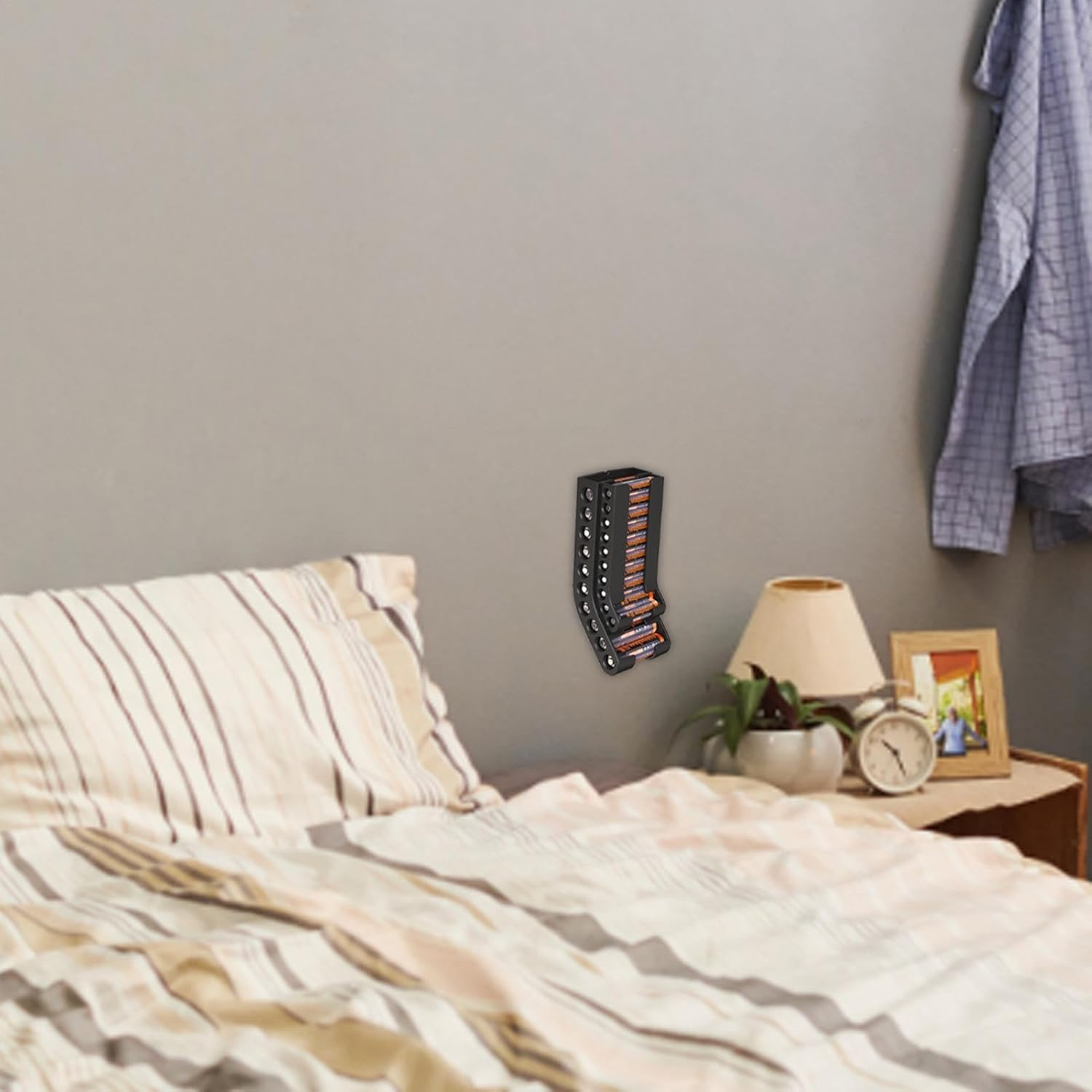 Battery Storage Organizer - Battery Dispenser Organizer, Battery Holder Storage | Wall Mount Battery Holder, Battery Organizer Storage Holder, Wall Mount Holds 10 AA and 10 AAA Batteries - Black image number 6