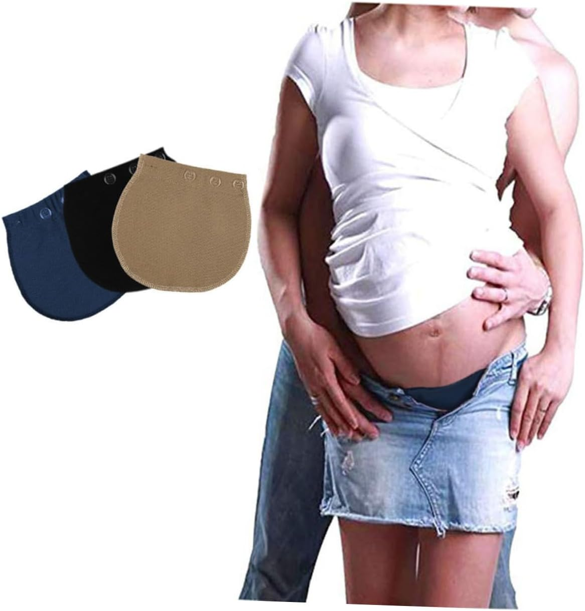 3Pcs Waist Extender Button Extenders Elastic Waistband Adjuster Set for Pregnant Women Pants Repair and Adjustment image number 2