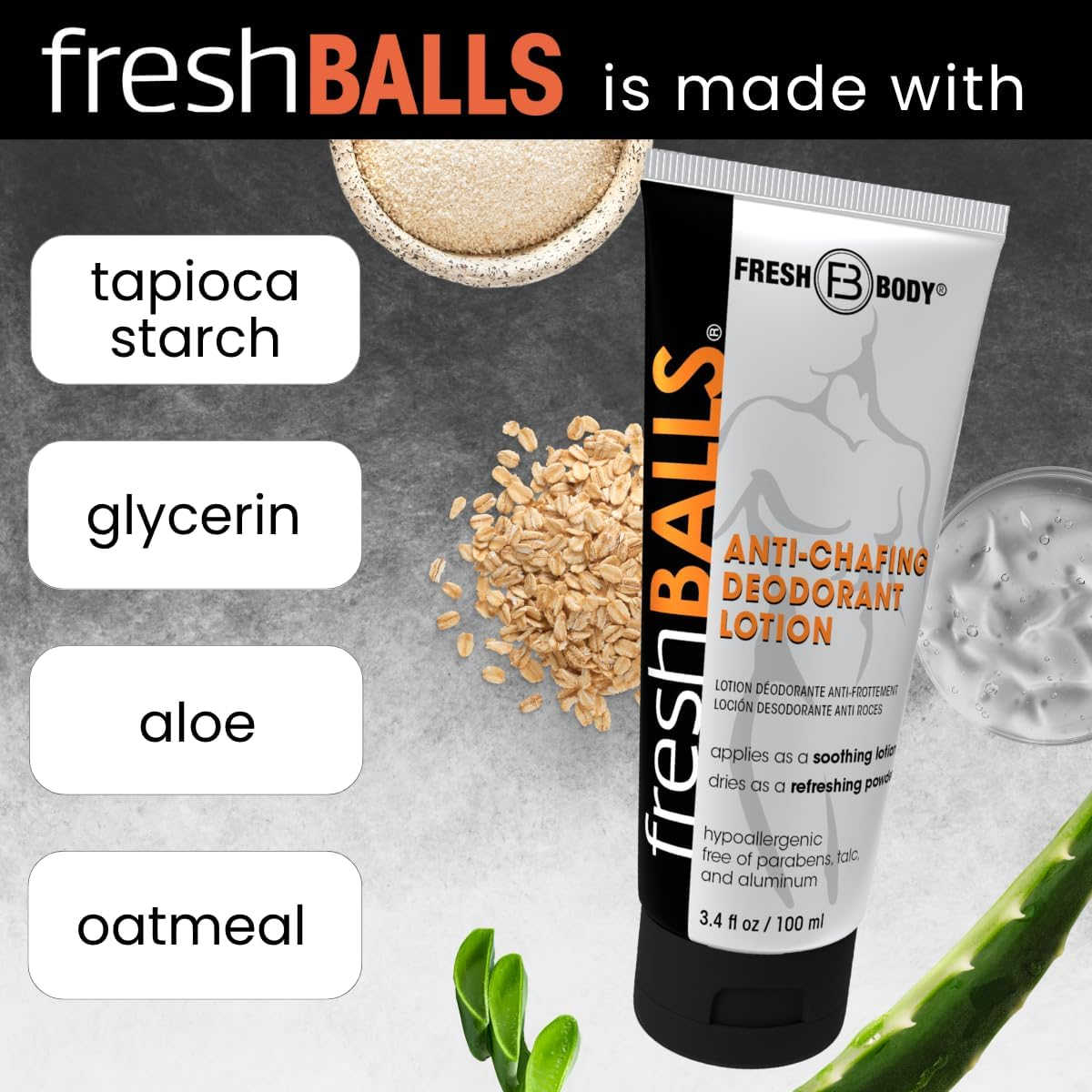 Fresh BALLS Cream - Men'S Anti-Chafing Comfort Soothing Lotion to Powder - Ball Deodorant and Hygiene for Groin Area - the Original anti Friction Cream for Men, 3.4 Fl Oz image number 2