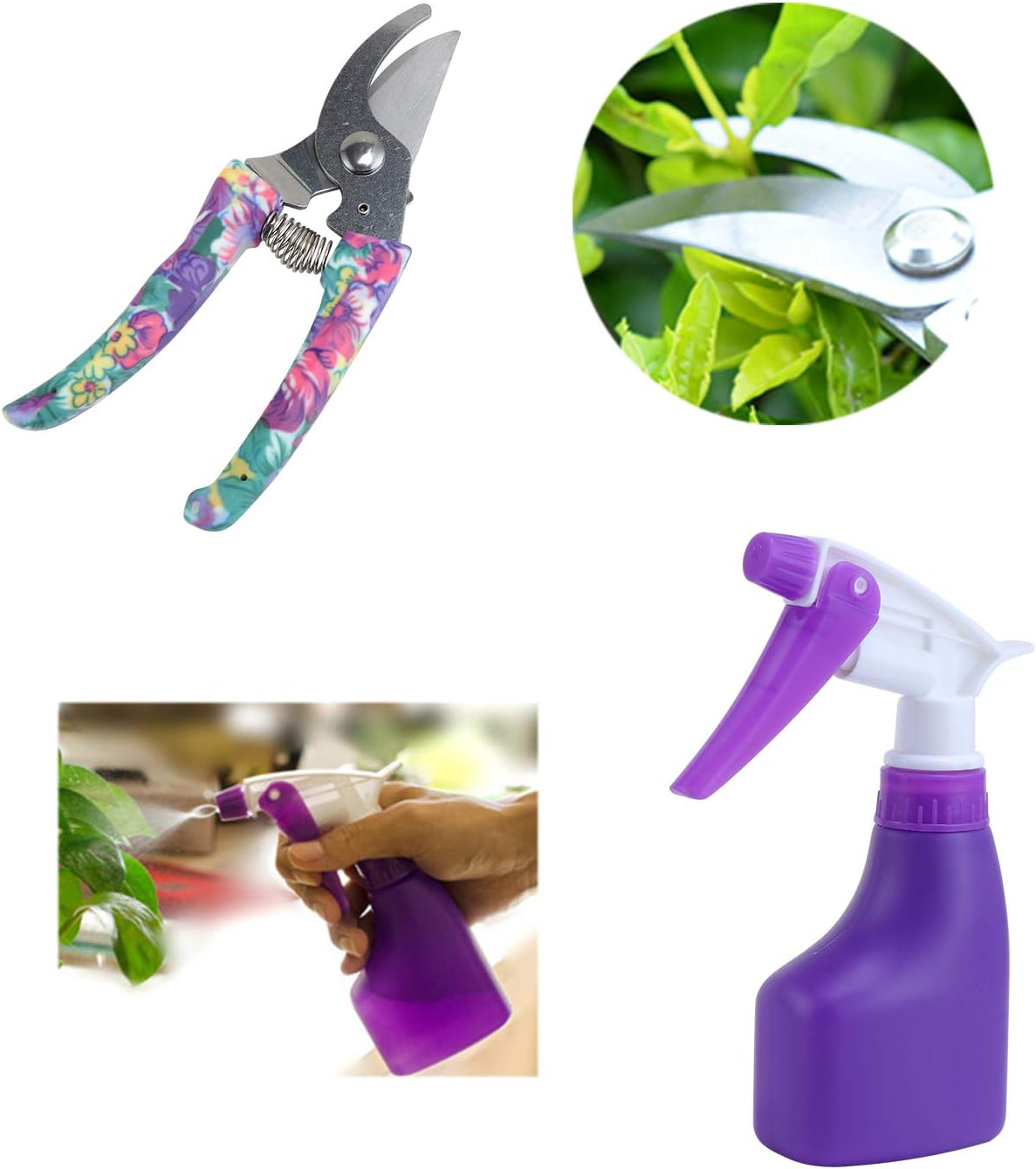 Coolty 5 Pieces Garden Tools Set, Ergonomic Handle Gardening Work Set with Purple Floral Print, Gardening and Planting Kit with Storage Case for Gardening Lovers image number 2