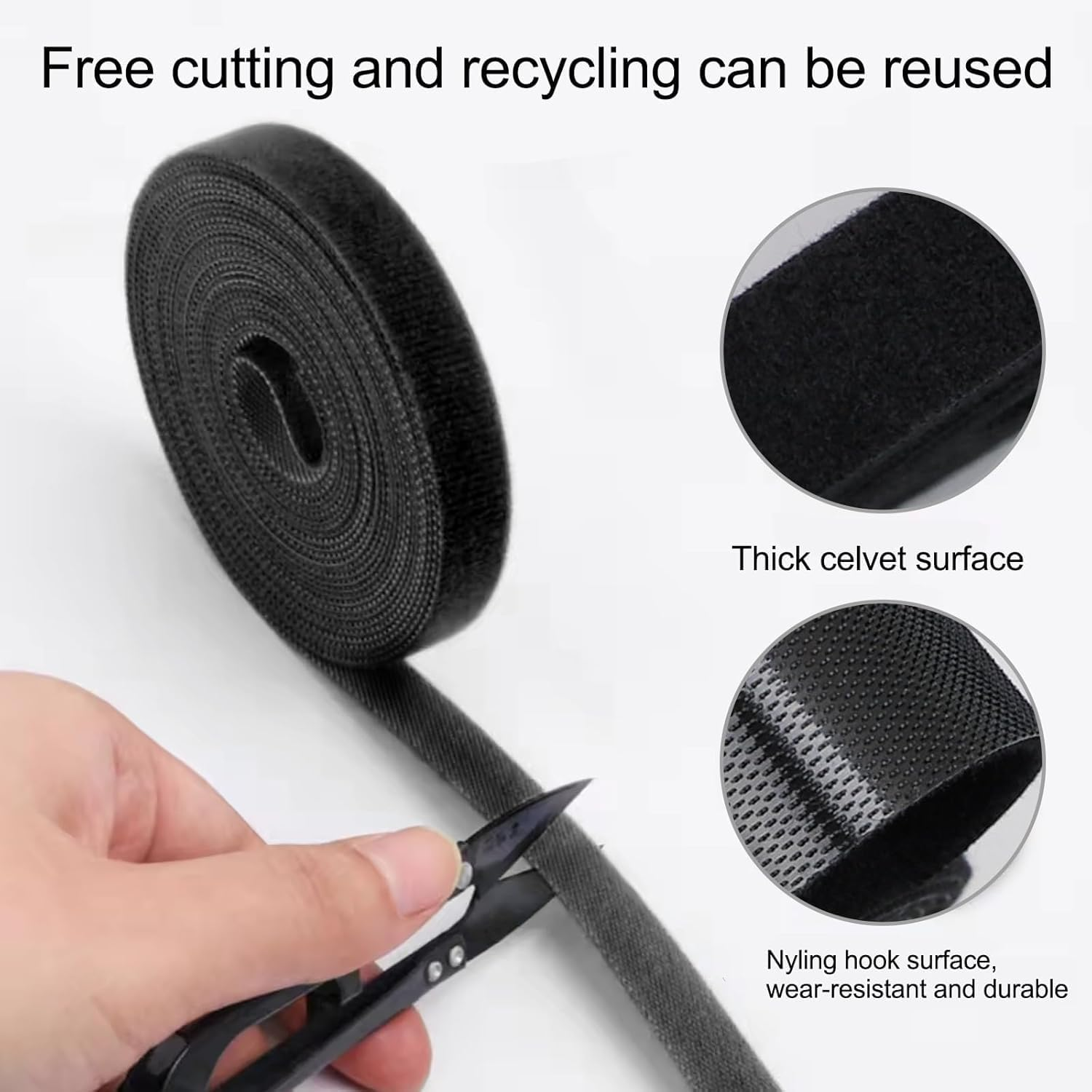 Yharnamite 2 Pcs Fastening Tape Hook and Loop Cable Ties, Self Adhesive Velcro Tape, Reusable Strong Sticky Back Fastening Tape for Cable Management, Cord Organizer Straps(10M) image number 5