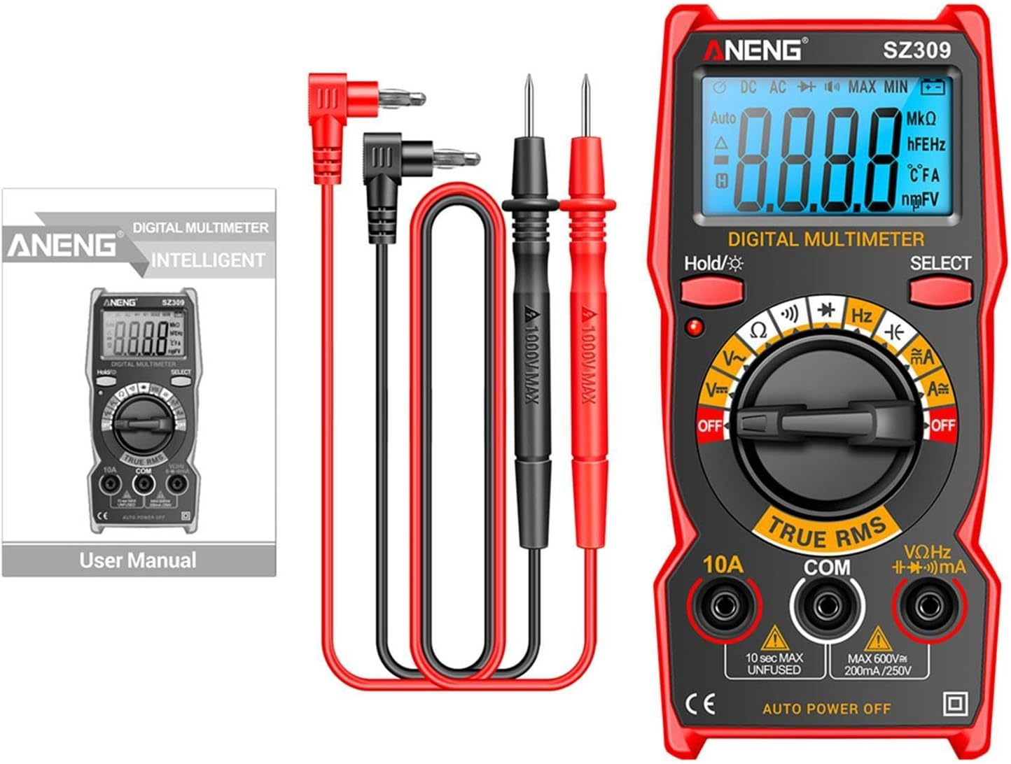 Abbraccia Digital Multimeter Multiuse Current Meter Sturdy Voltage Tester Small Multi Testers for Fuses Automotive Troubleshooting
