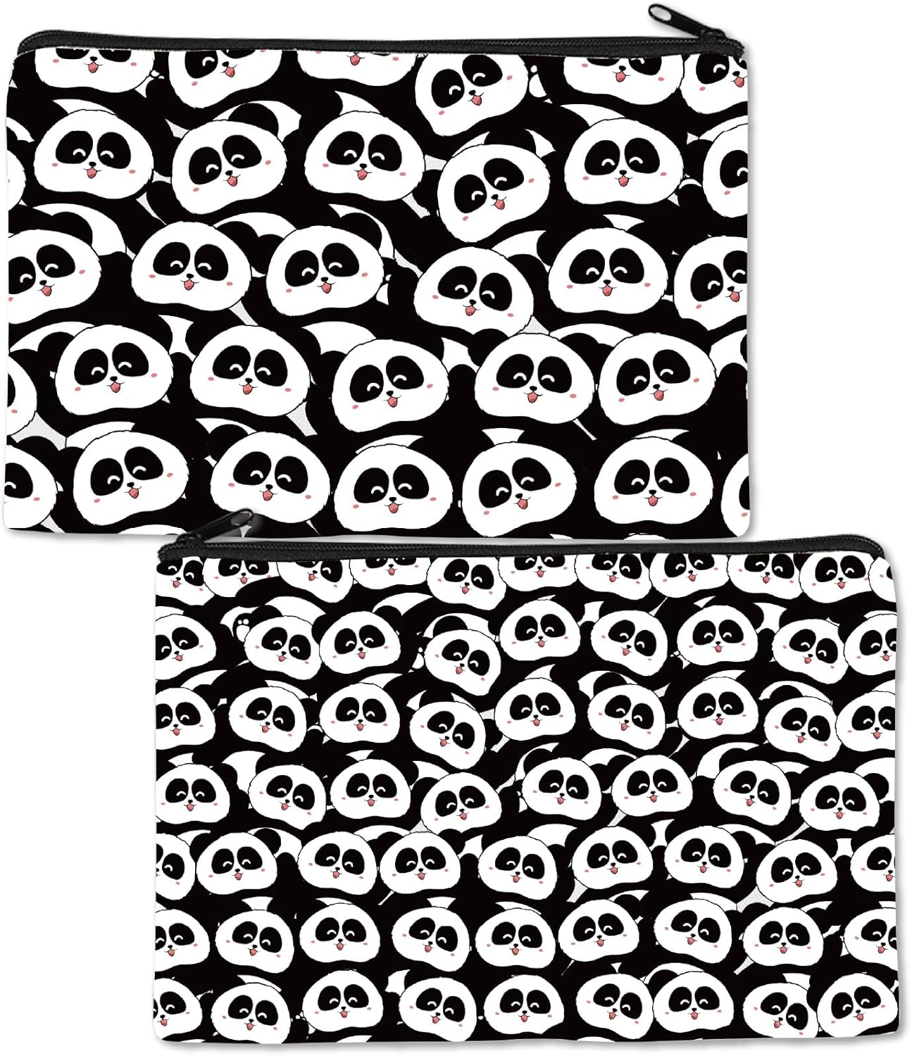 CREATCABIN Panda Makeup Bags Canvas Cosmetic Bag Black White Multi Purpose Case Zipper Pouches Toiletry Travel Storage Purse Portable Storage for Women Graduation Panda Gifts 10X7Inch image number 6