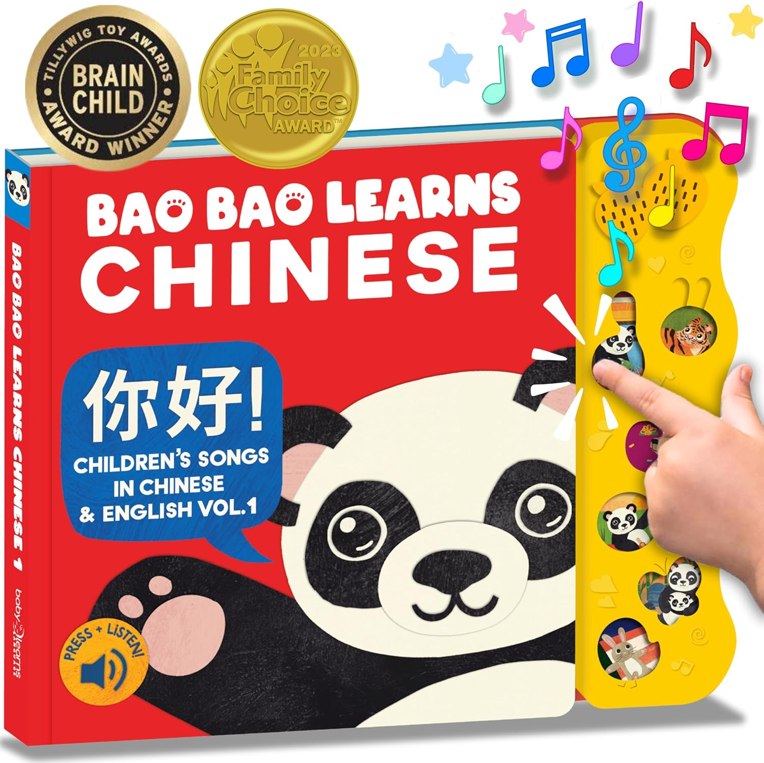 Bao Bao Learns Chinese Vol. 1 | Musical Chinese Book & Bilingual Toy Gift for Babies & Toddlers; Learn Chinese Nursery Rhymes for Kids; Mandarin Chinese Board Book for Learning Chinese image number 6