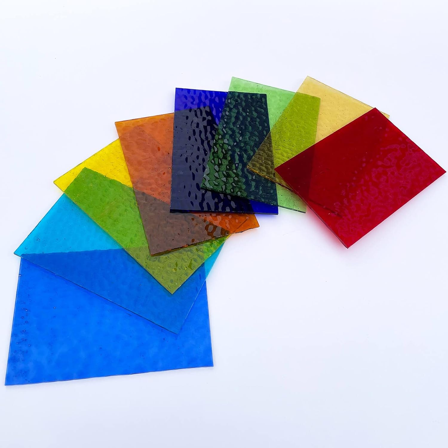 LITMIND 8 Sheets of Stained Glass Sheets, 4X6 Inch Glass Mosaics Tiles for Crafts, Ripple Cathedral Textures Art Large Stain Glass Sheets for Stained Glass Projects (Translucent) image number 2