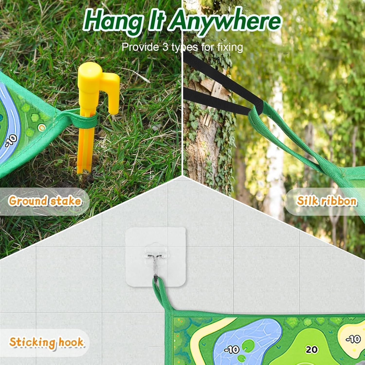 2025 Battle Golf Chipping Game Mat - Golf Practice Mat Indoor Outdoor Games for Adults and Family Kids, Training Set with 20 Sticky Balls for Backyard Garden Party, Gifts for Men, Children