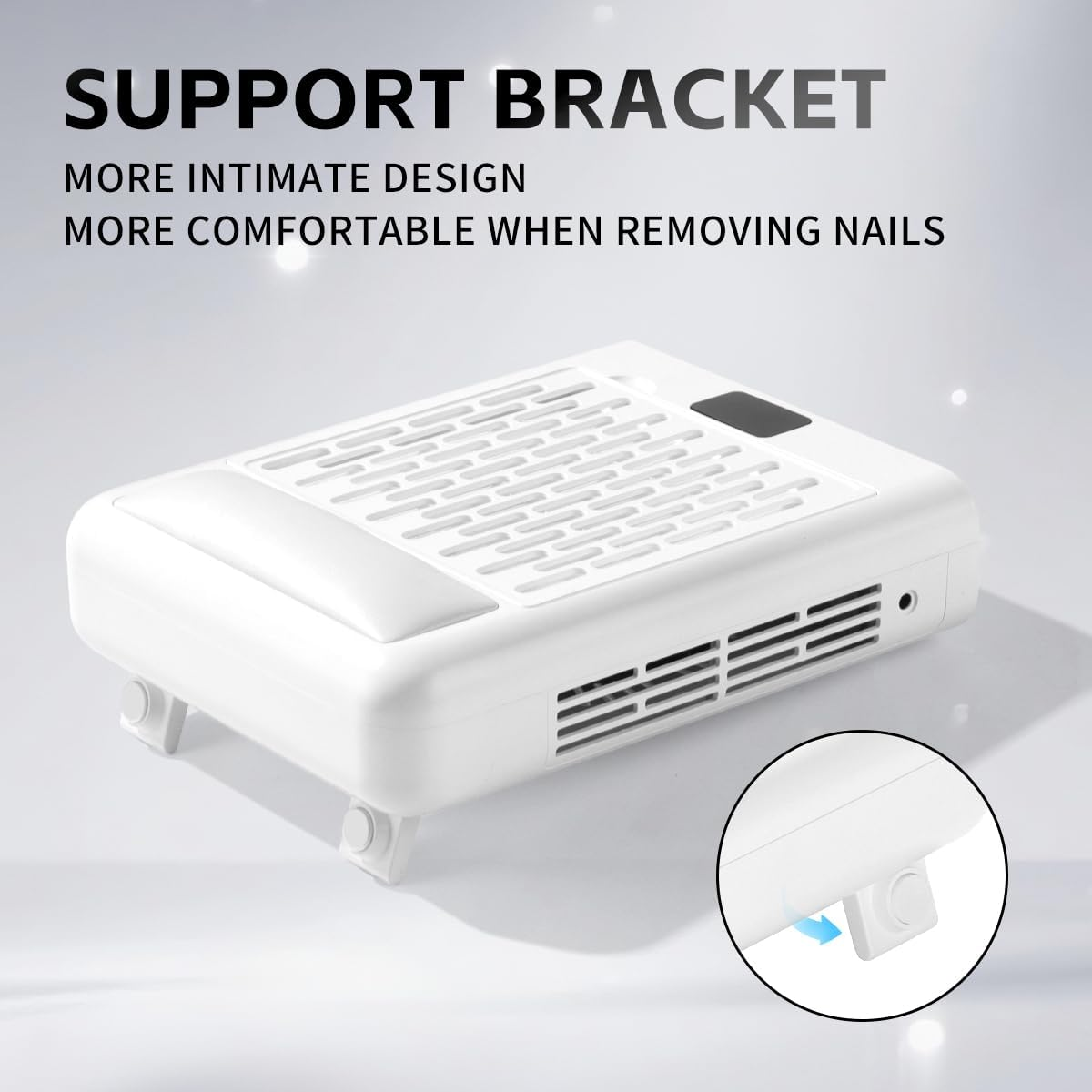 MUSILAN Nail Dust Collector with Nail Arm Rest, Professional 5-Speed Low Noise Vacuum Fan for Nail Techs, Powerful Suction Flexible Design with Adjustable Stand & USB Output Port for Salon & Home Use image number 6