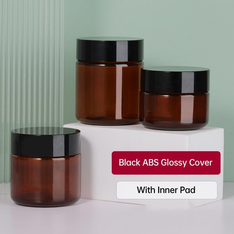 High-Quality PET Plastic Cream Bottle - 10PCS, 60ML/100ML/120ML, Double Layer Container for Cosmetic Creams, Skincare, and Lotions, Amber Brown Jar with Secure Black Lid image number 7
