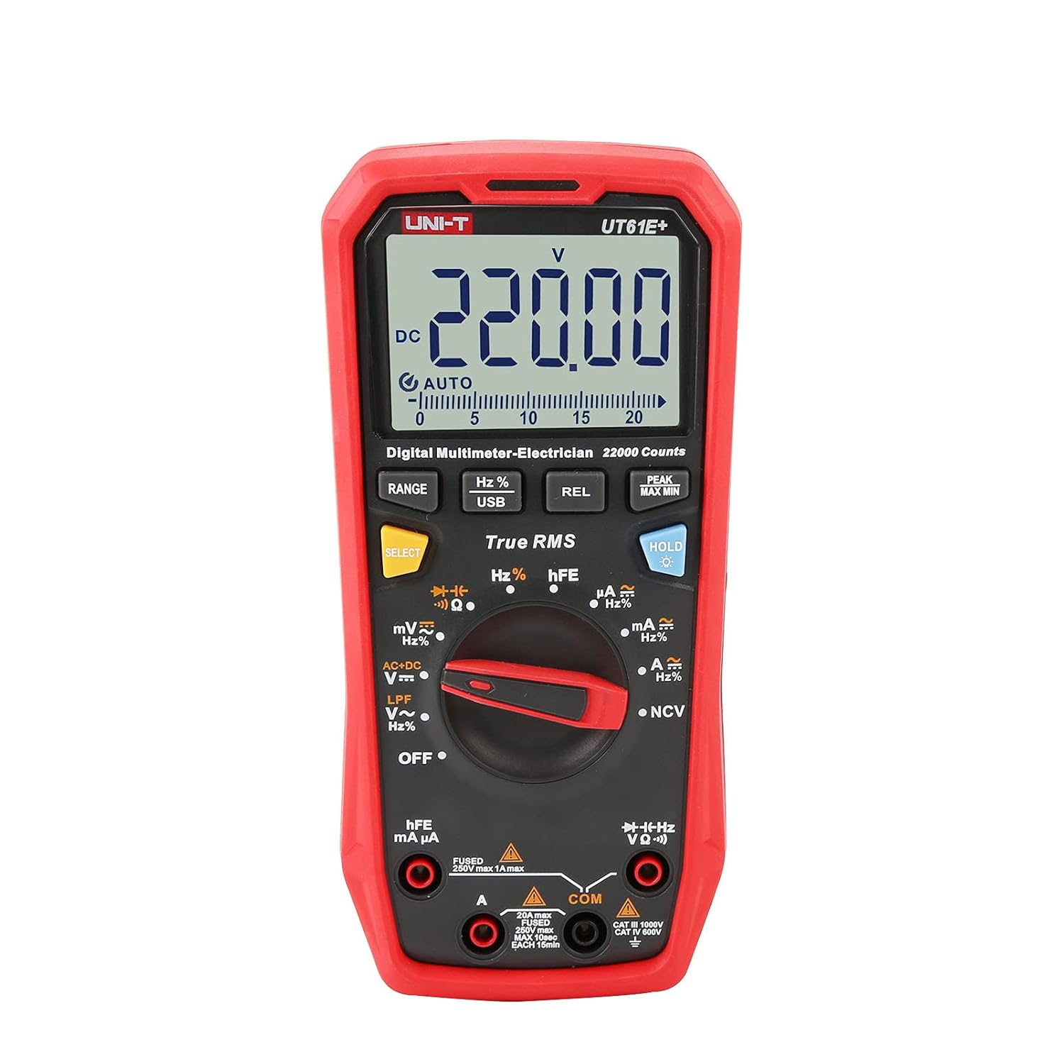 UNI-T UT61E+ 1000V 20A Digital Multimeter 22000 Counts Display NCV Hfe Auto Range True RMS AC/DC Voltage Current Resistance Capacitance Tester image number 1