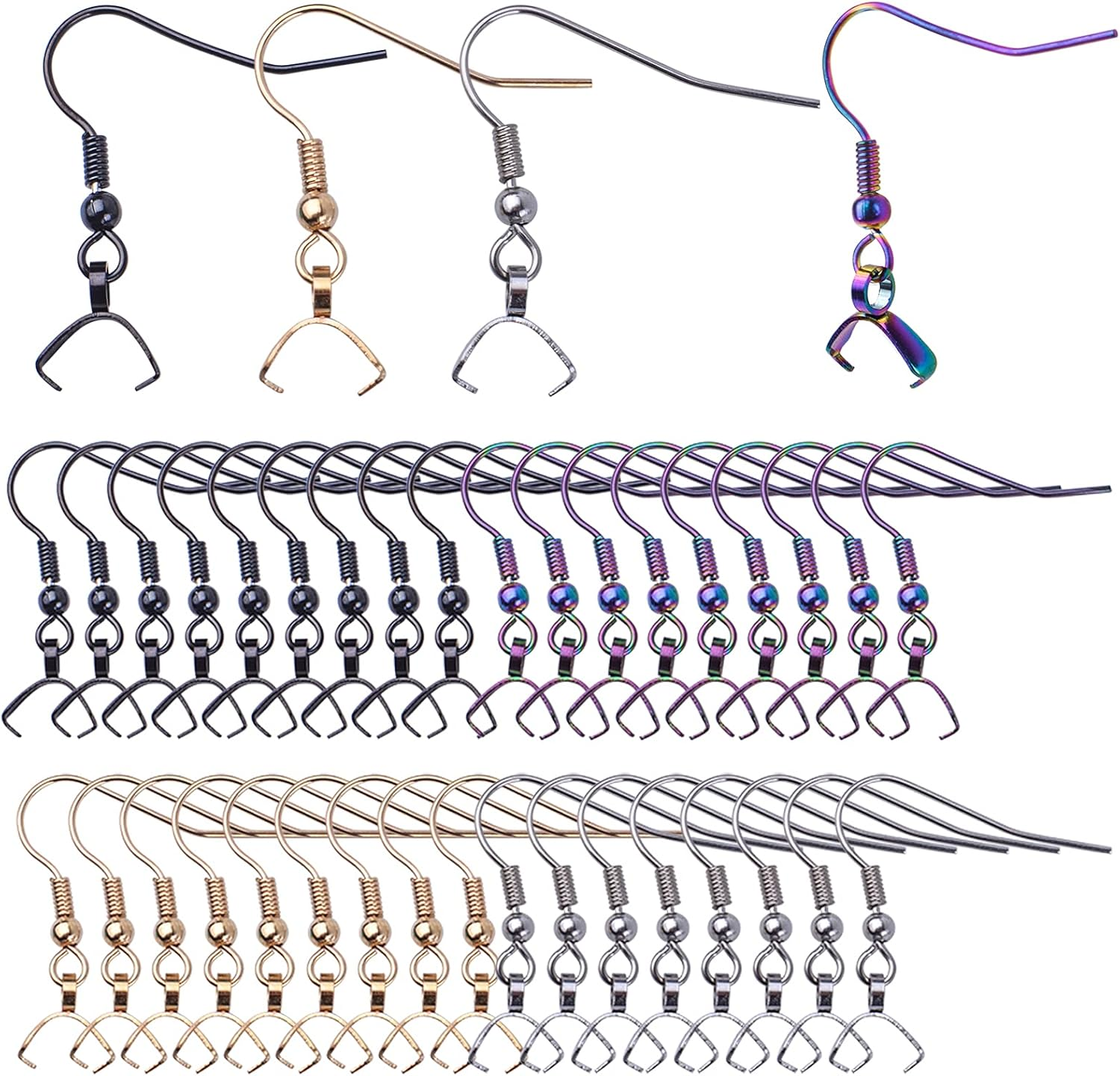 Hypoallergenic Earring Hooks,50Pcs Stainless Steel French Earring Hooks Wire Ear Ball Hooks with Pendant Clasp for Jewelry Earring Making Crafts Diy,Silver