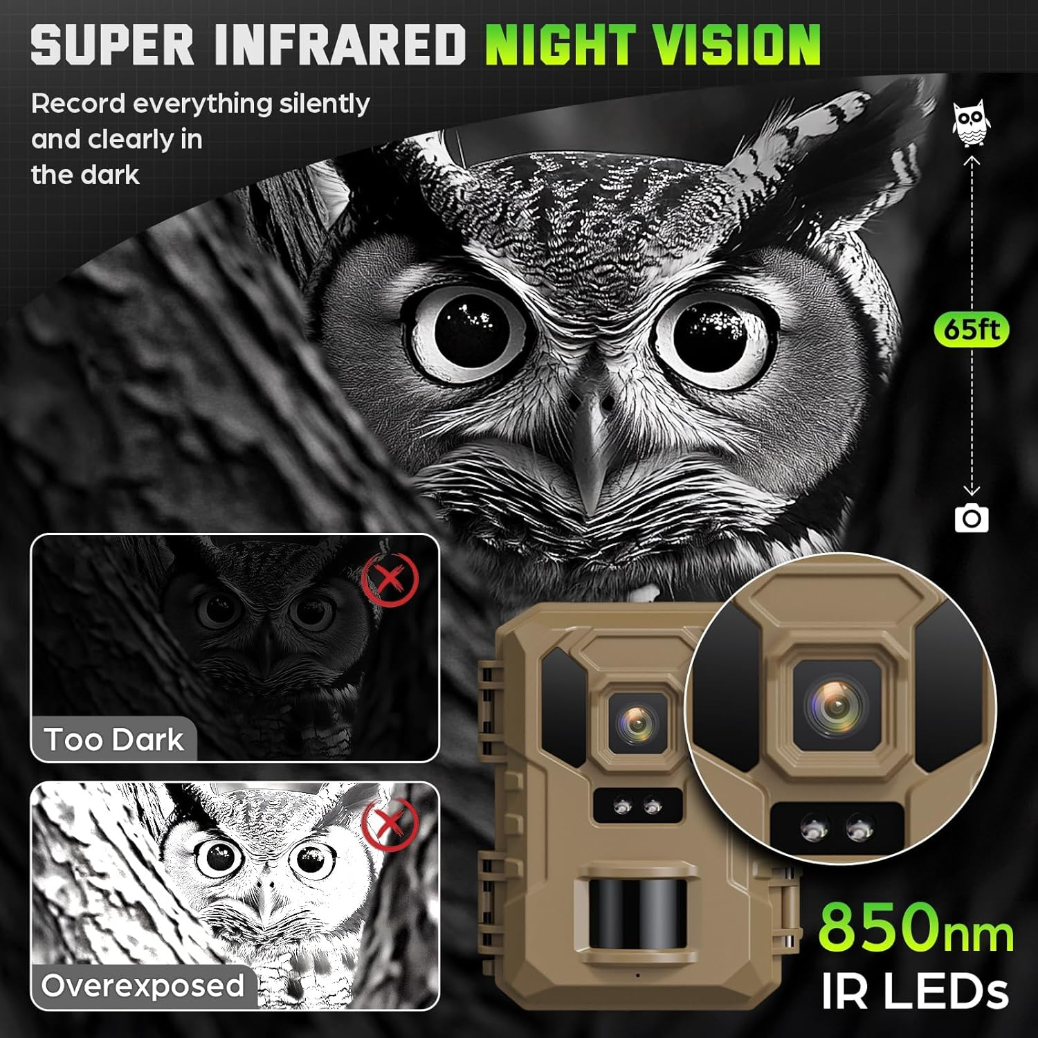 Trail Camera 4K 64MP, Wifi Game Camera with Night Vision, 32GB SD Card, Solar Power, 0.2S Trigger Speed, IP66 Waterproof image number 4