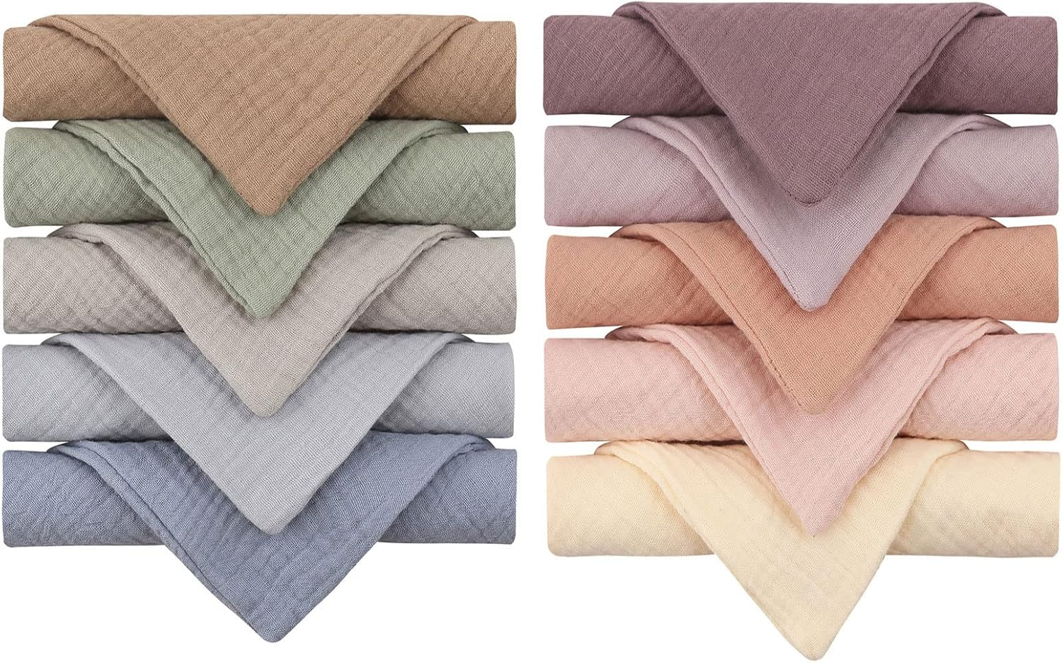 9.06 X 9.06 Inch Baby Face Cloths, Pack of 10 Muslin Cotton Baby Towels, Soft Face Cloths Essentials Shower Registry Gift image number 5