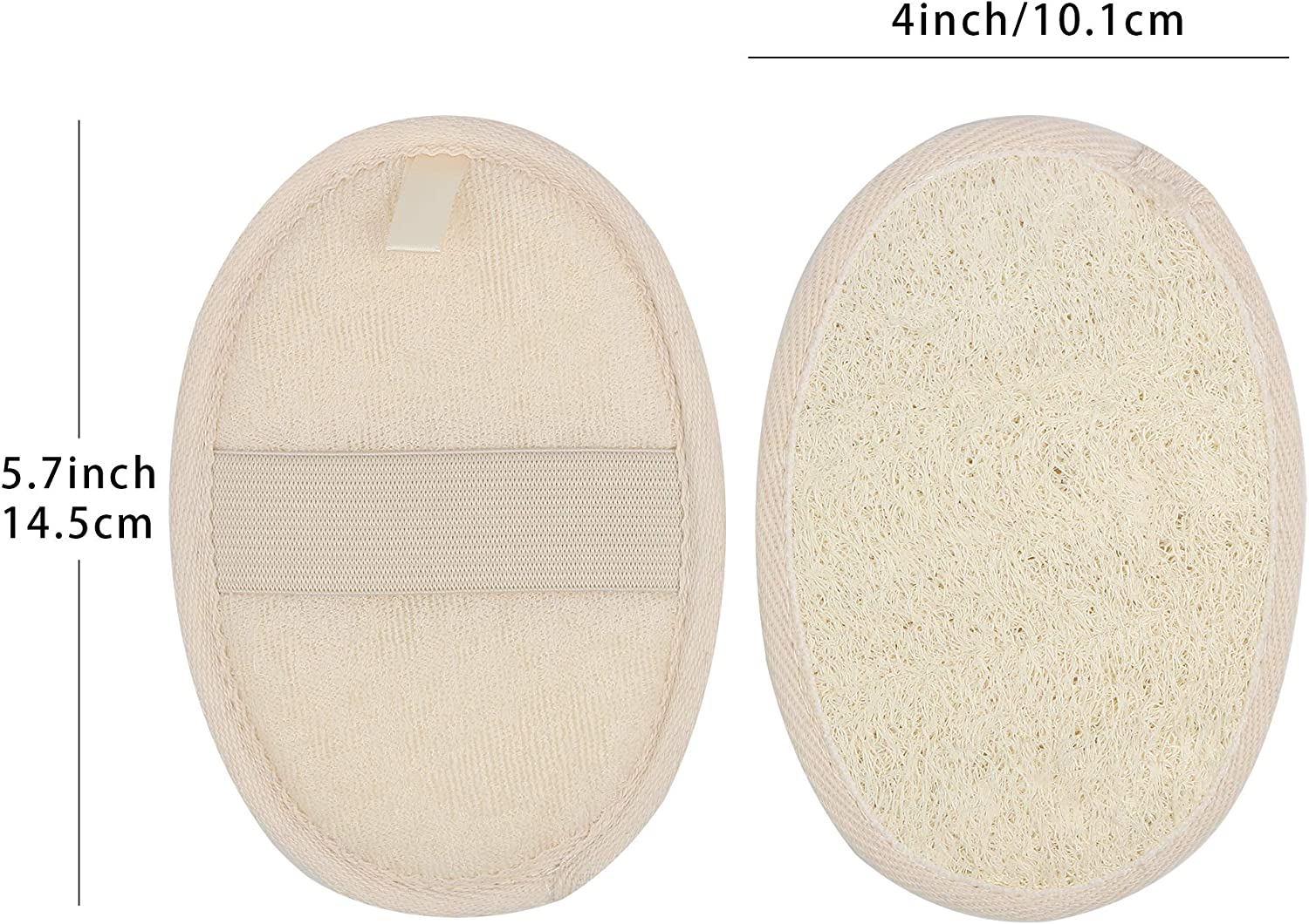 10-Pack Exfoliating Loofah Sponge Pads - Natural Luffa & Terry Cloth, Body Scrubbers for Shower & Bath Mooerca image number 2