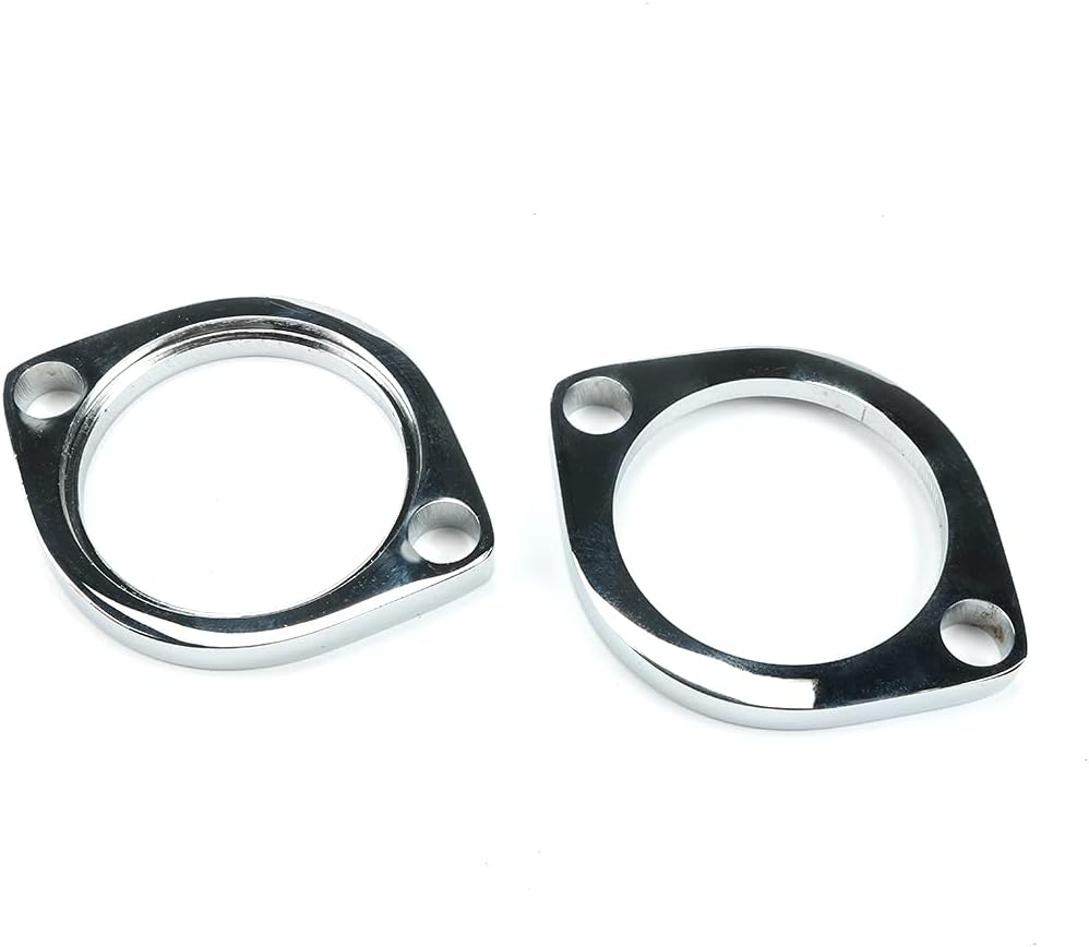 New Exhaust Flange Install Kit Pair Flanges Gaskets C-Clips Nuts Washers for Harley Davidson image number 1