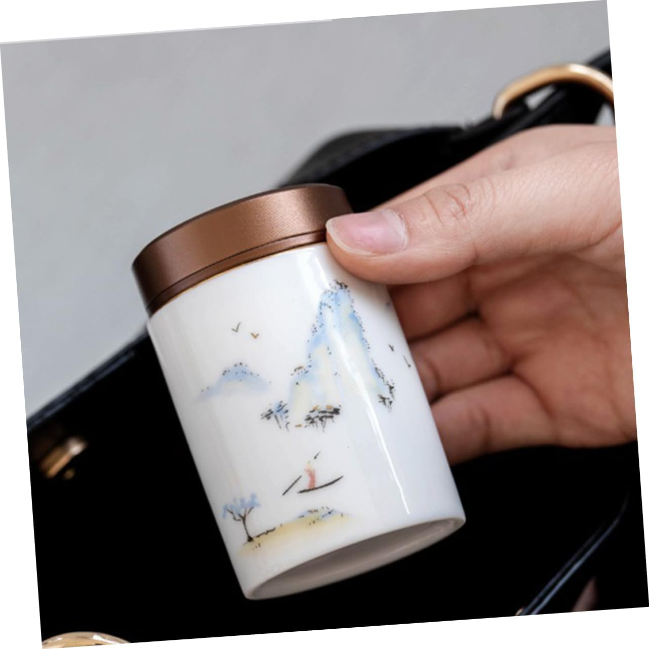 LABRIMP Ceramic Tea Leaf Storage Jar Portable Sealed Canister for Loose Tea Beans and Cereal Multi-Purpose Easy to Clean Lightweight Design for Home and Travel image number 6