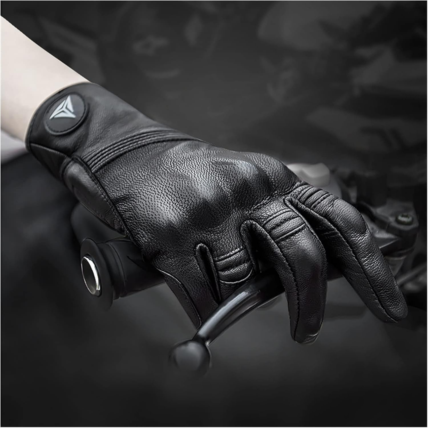 KANGYEBAIHUODIAN Motorcycle Gloves Mens Motocross Cycling Long Warm Retro Leather Full Finger for Racing Spring Classic Touch Screen Cool (Color : Non Perforated, Size : M) image number 2
