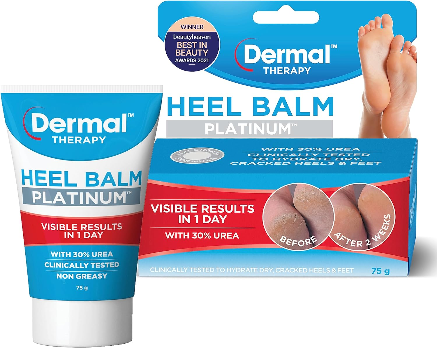 Dermal Therapy Heel Balm Platinum | Clinically Tested to Hydrate Dry, Cracked Heels and Feet with Visible Results in Just One Day |75G image number 1