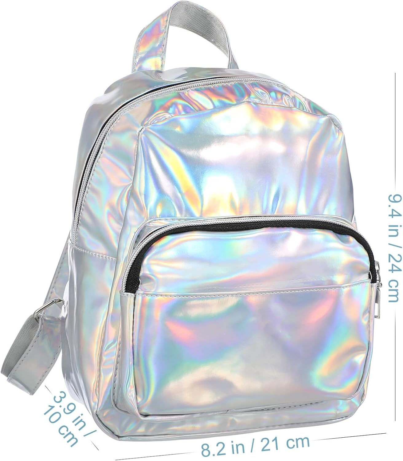 BESTYASH Holographic Mini Backpack for Girls Chic Grey School Bag Fashionable Laser Rucksack Adjustable Straps for School and Travel