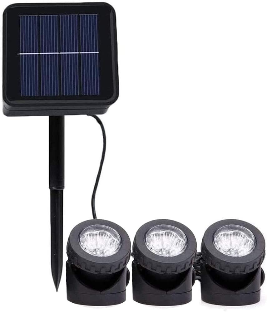 Solar Spot Lights Outdoor, 12 LED Waterproof Pond Light Solar Spotlight Underwater Light Security Lighting Dark Sensing Auto On/Off Adjustable Lighting Angle, for Outdoor Lawn Fish Tank Pool (2 Pack)