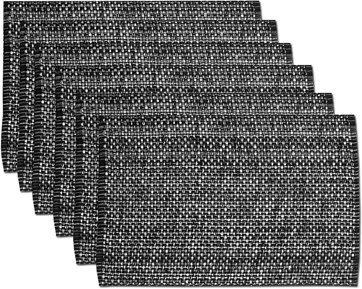 Sweet Home Collection 100% Cotton Placemats for Dining Room Rectangle Two Tone Woven Fabric 13" X 19" Soft Durable Table Mat Set, Set of 6, Turquoise image number 2