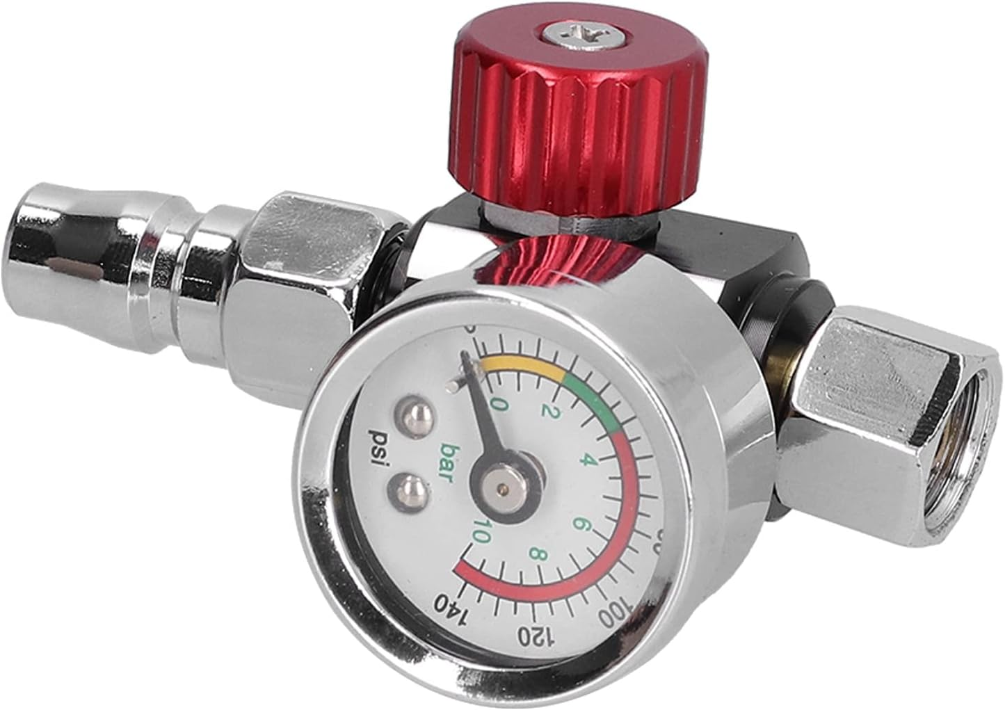 Cryfokt Paint Gun Air Adjusting Regulator, G1/4 Thread, Stainless Steel, Globe Valve, Paint Guns & Accessories, Air Regulator, Silver, Red image number 1