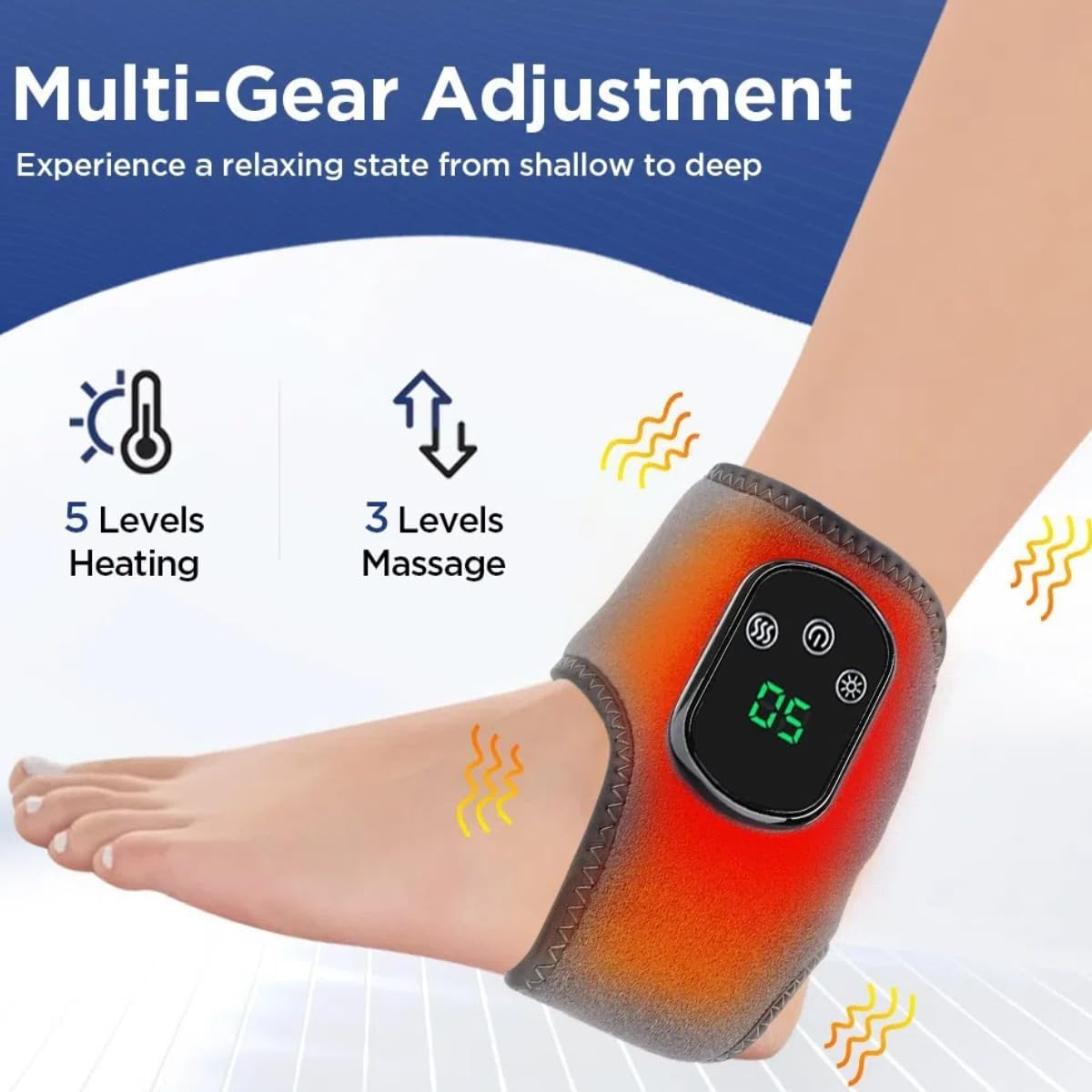Electric Ankle Heating Brace, USB Powered, 3 Heat Settings, Auto Shut Off image number 5