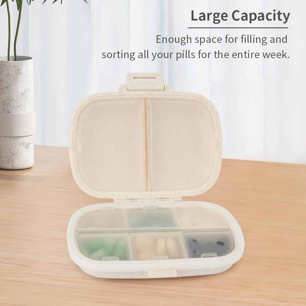 Pill Organizer 8 Compartments Daily Pill Case Small Pill Box for Pocket Purs Travel Medicine Organizer Portable Pill Container Supplement Pill Box Travel Pill Organizer Medicine Vitamin Organizer image number 3