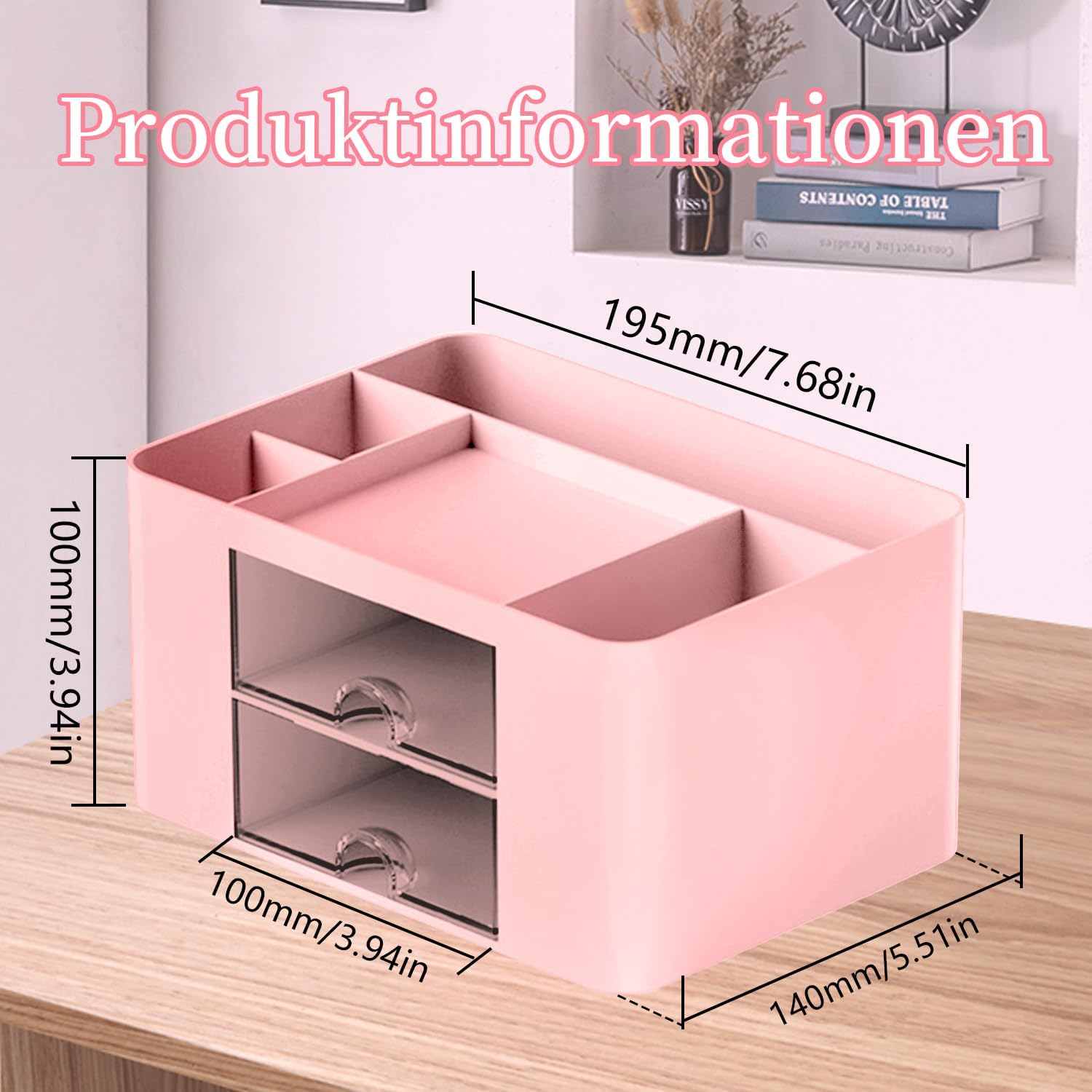 UVVRUR Desk Organiser 7 Compartments Pen Holder Office Home School Space Saving Desk Organiser (Pink) image number 2