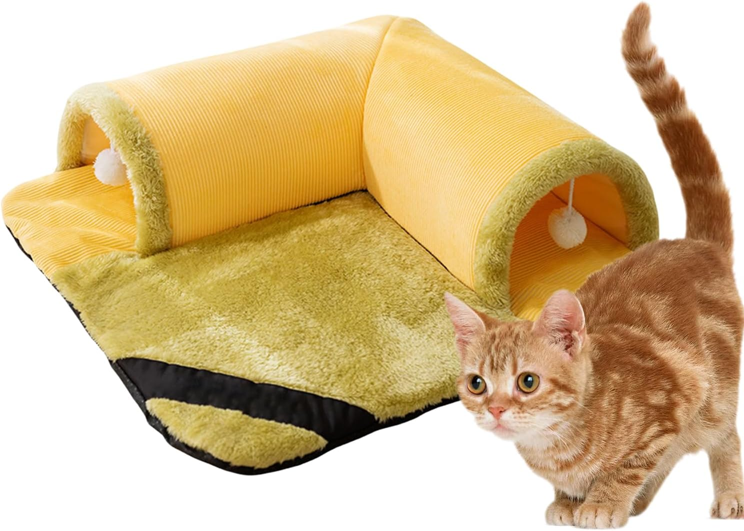 Hideaway Cat Tunnel, Enrichment Tunnel Bed, Fluffy Cat Nest, Washable Pet Play Space, Multi-Pet Tunnel Bed, Cozy Cat Hideout, Versatile Pet Enrichment, Secure Feline Retreat/90