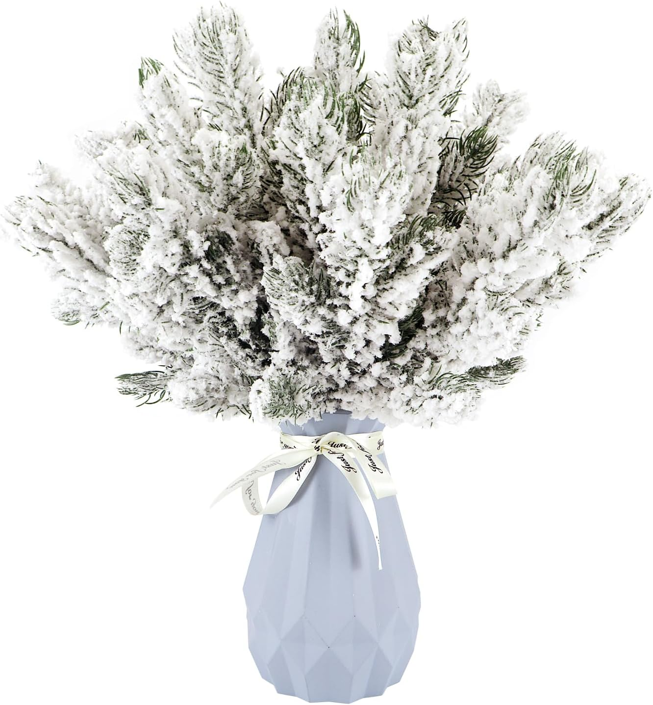 24Pcs Snowy Artificial Pine Needles Branches Twigs 10.6" Fake Frosted Pine Picks Greenery Stems Christmas Pine Tree Picks Winter Fir Pine Sprays Sprigs for Crafts Wreaths Garlands Holiday Decor image number 5