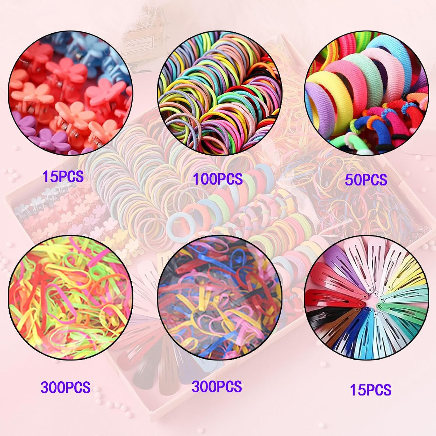 780-Piece Hair Accessories Set for Girls &ndash; Includes Bow Clips, Flower Hair Clips, and Elastic Hair Ties &ndash; Multi-Colored for Kids and Toddlers image number 4