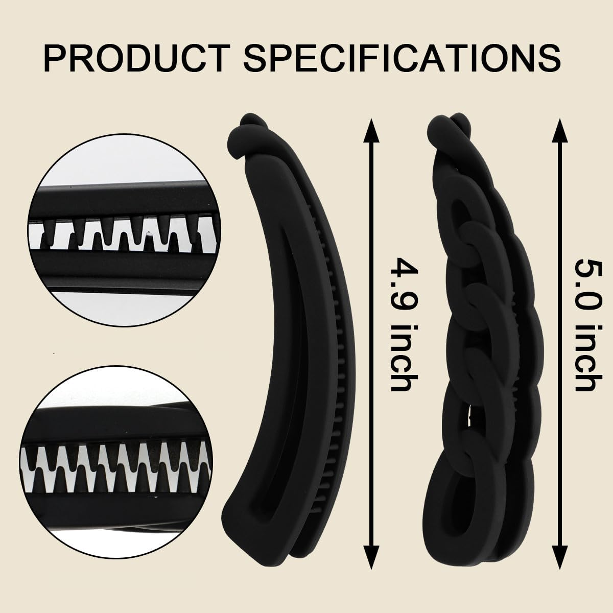 Hapdoo Hair Clips, 6PCS 5.1 Inch Hollow-Out Chain Banana Clips for Thick Hair, Matte Strong Hold Ponytail Bun Holder, Hair Jaw Clips Barrettes Styling Accessories for Women Girls