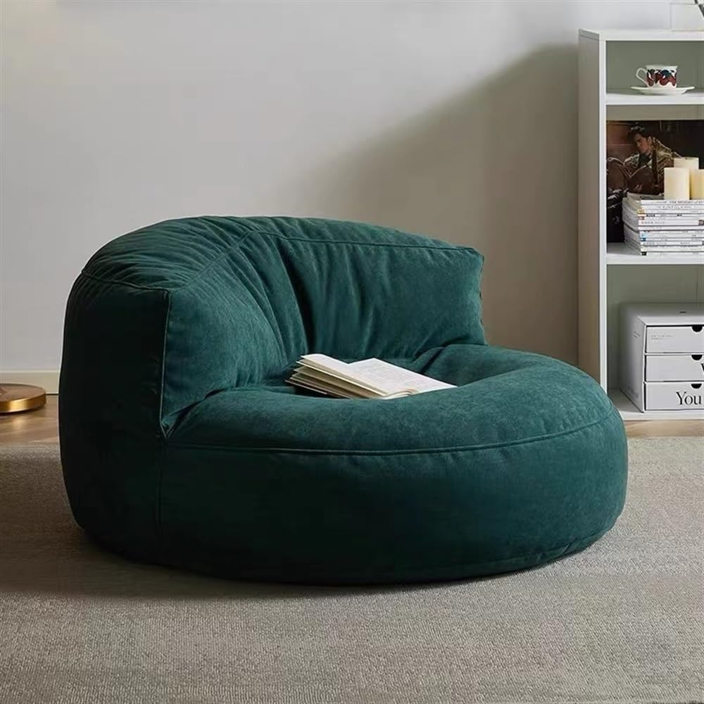 Bean Bag Chair Bean Bag Cover Chenille Single Lazy Sofa Cover Bean Bag Pouf Chair for Bedroom Living Room Garden, No Filler Kids Adults (Color : Mustard Green, Size : Empty Cover)