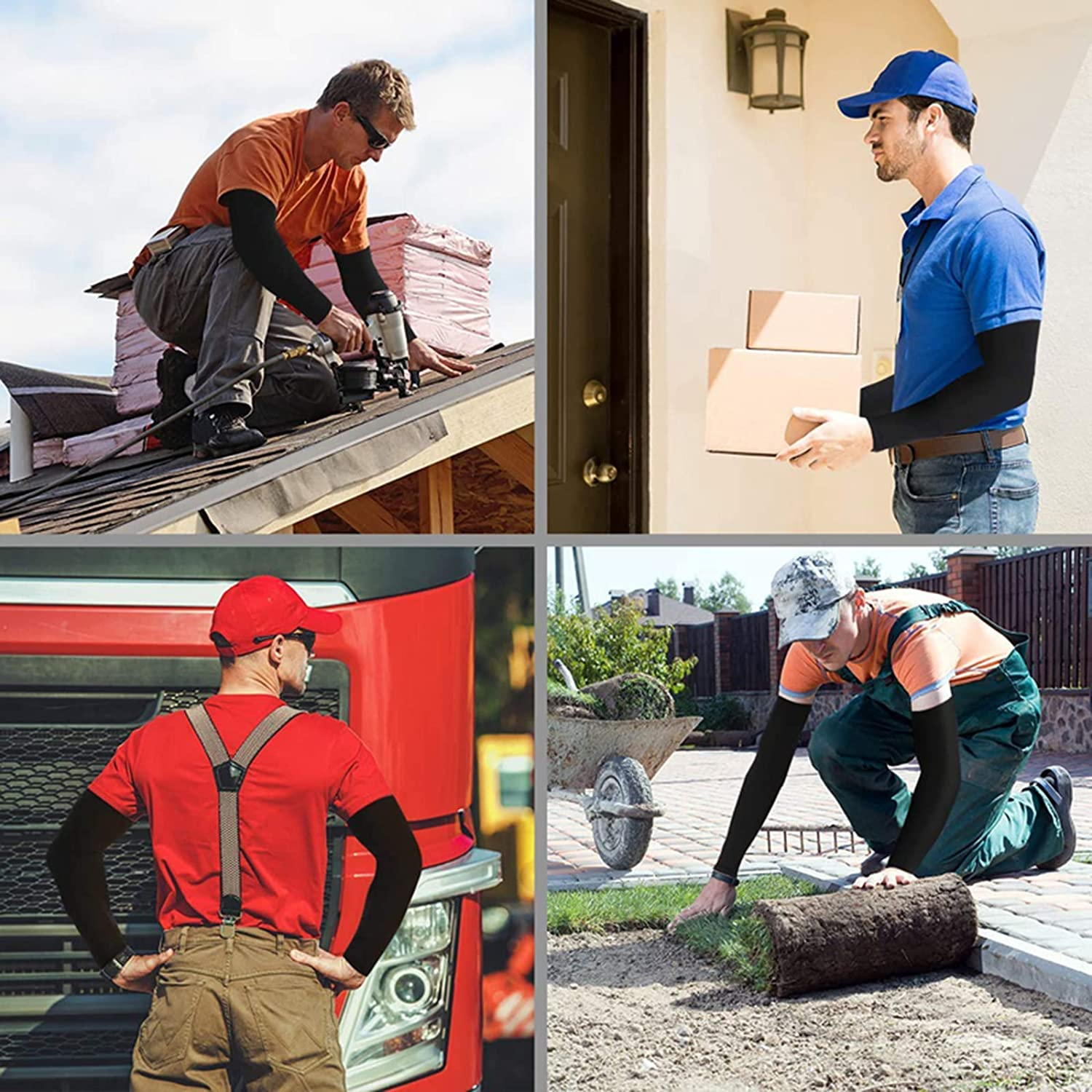 3 Pairs - Arm Cooling Sleeves UV Sun Protection Arm Sleeves for Women Men Youth, MH MOIHSING Arm Warmers for Cycling Driving Outdoor Sports Basketball Sleeves,Arm Compression Sleeves Black White Grey image number 6