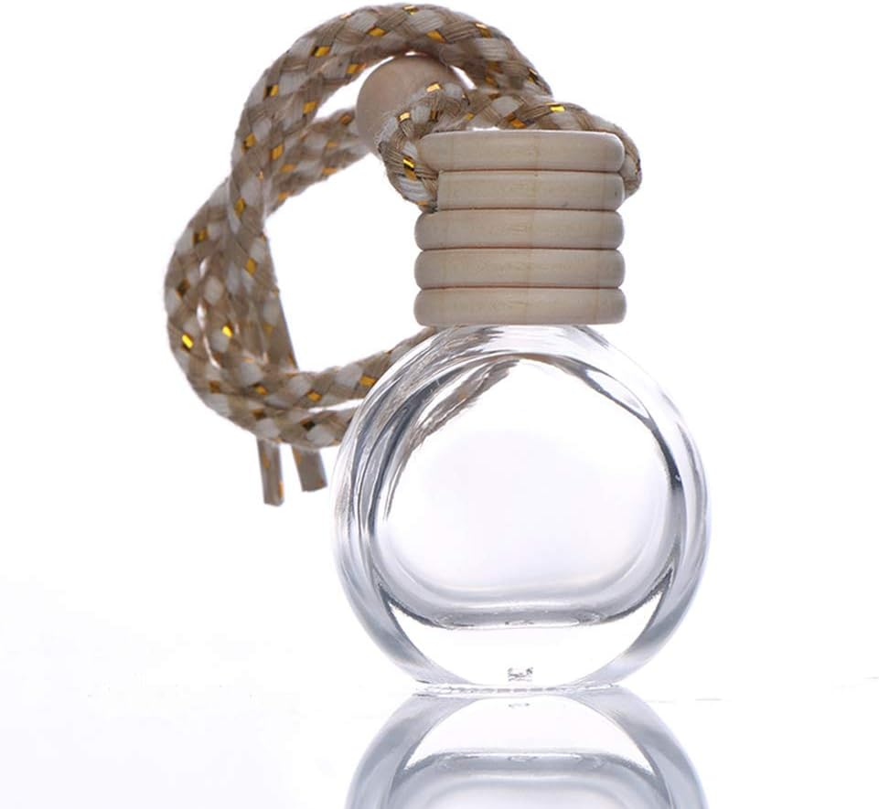 Car Aromatherapy Essential Oil Diffuser Bottle,10 Pack Car Air Freshener Bottle Empty Hanging Perfume Bottle Fragrance Decor Accessories Auto Window Ornament (Round) image number 6