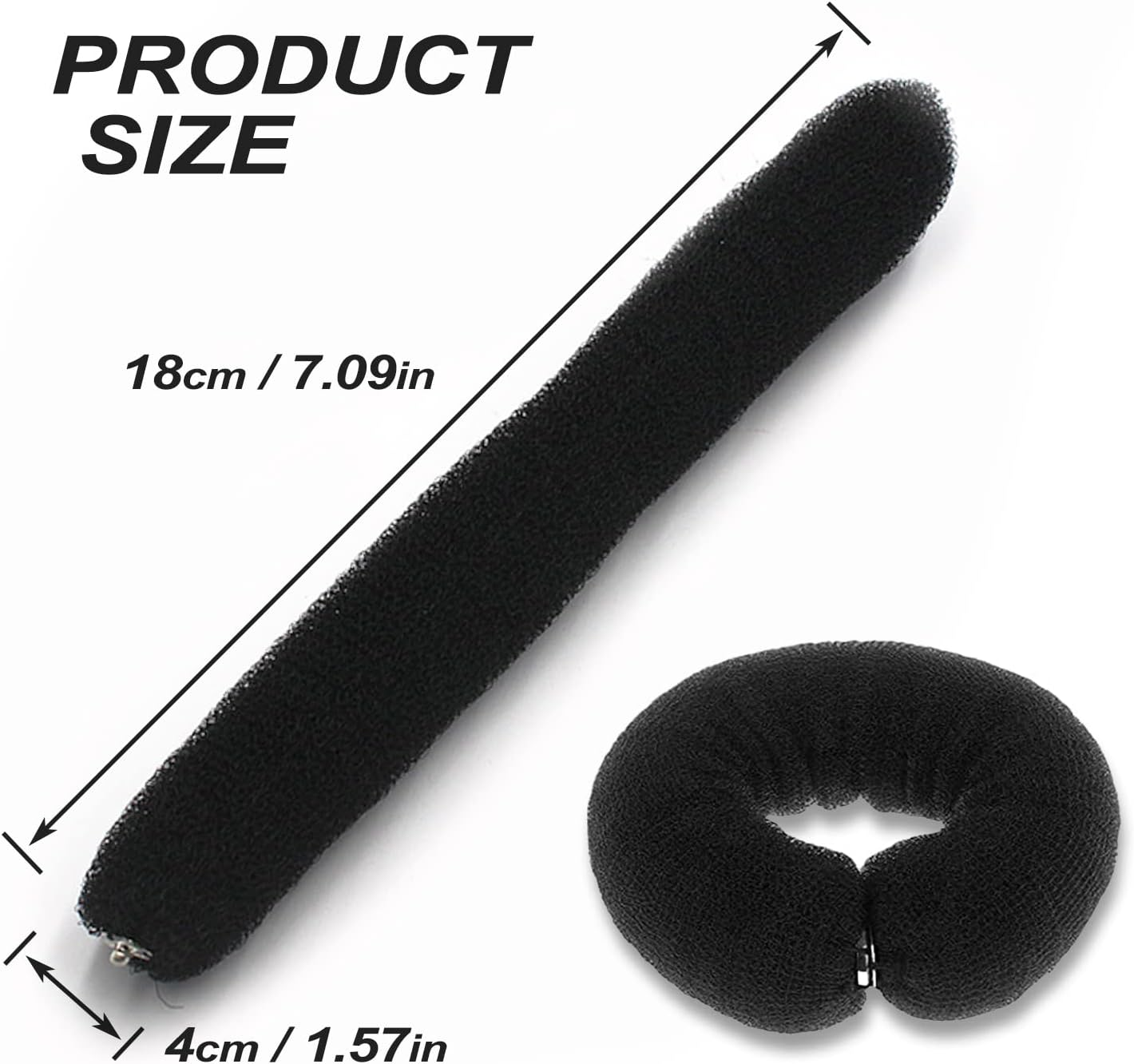 Srup Pack of 4 Bun Cushions, Large Doughnut Hair Bun Maker Set, Updo Accessories, Hair Doughnut Maker Set, Beige Hair Bun Donut, Doughnut Hair Updo Accessories (Black, Brown, Creamy White) image number 6