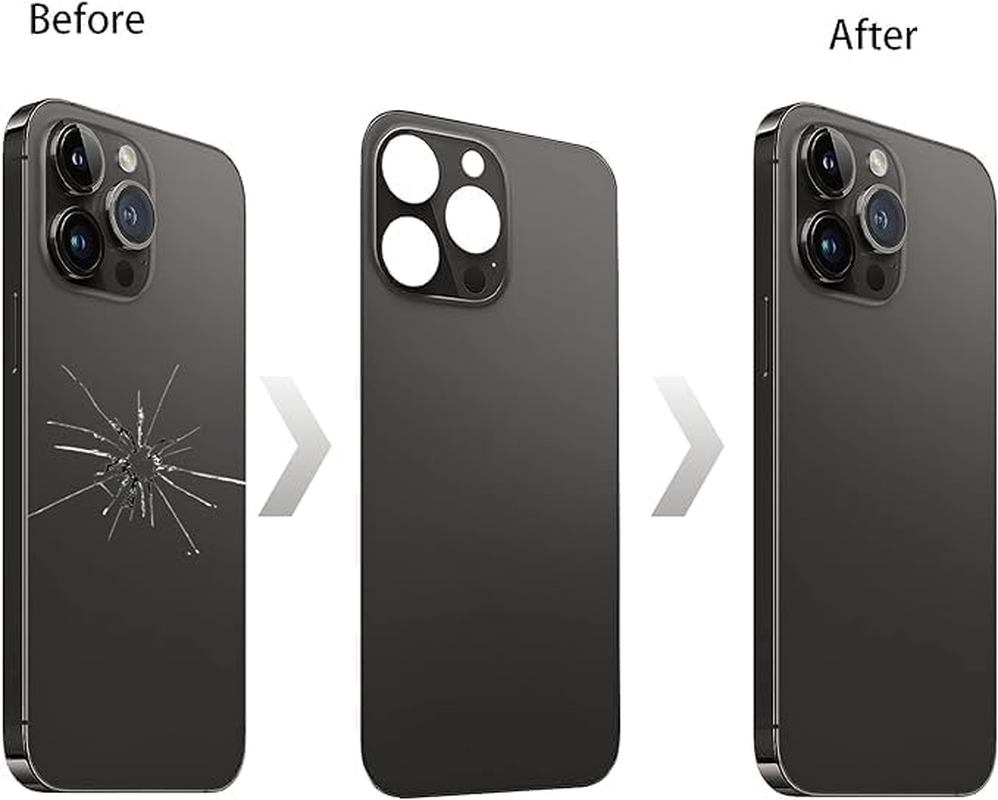 Space Black 14 Pro Rear Back Glass Cover Replacement for Iphone 14 Pro 6.1 Inches with Repir Tools, Big Hole Rear Back Cover Glass Replacement All Carriers with Reparing Tool Kit