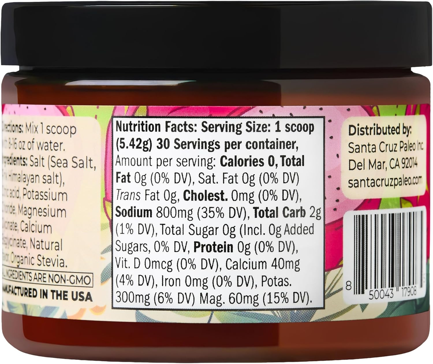 Real Salt Electrolytes - Santa Cruz Paleo - 30 Servings - 1 Jar (Dragonfruit) image number 4