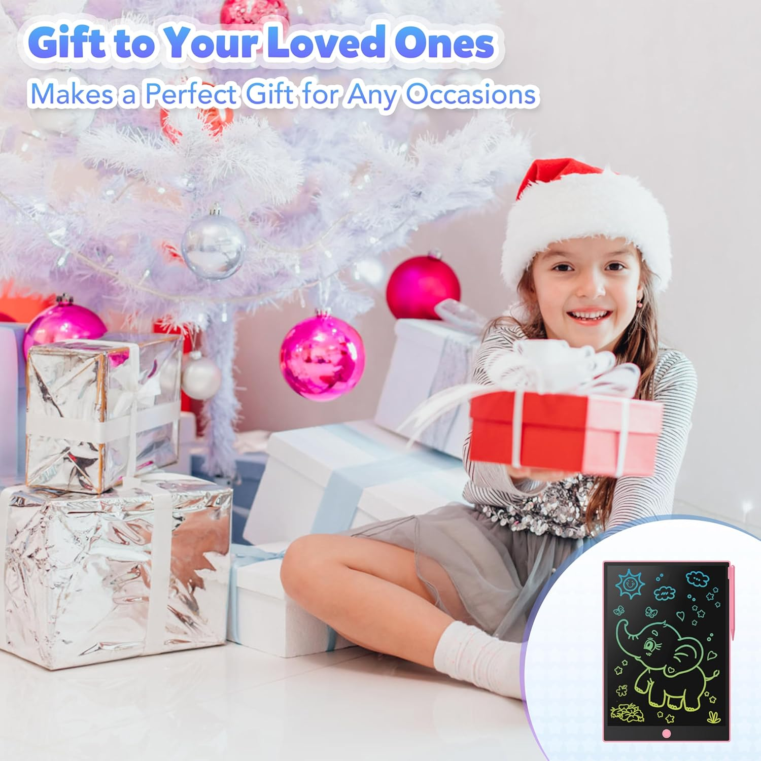 14 Inch LCD Writing Tablet for Kids, Toys for Girl, Drawing Pad. Doodle Board with Erase, Lock Function & Colorful Screen. Digital Notepad for Toddlers. Learning Girls Gifts for 3 + Year Old - Pink image number 5