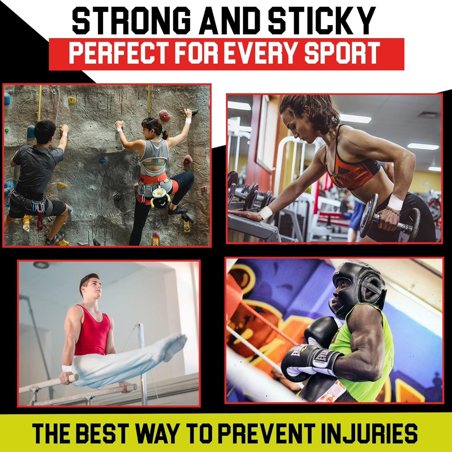 Athletic Tape Extremely Strong: 3 Rolls + 1 Finger Tape. Easy to Apply & No Sticky Residue. Sports Tape for Boxing, Football or Climbing. Enhance Wrist, Ankle & Hand Protection Now image number 1