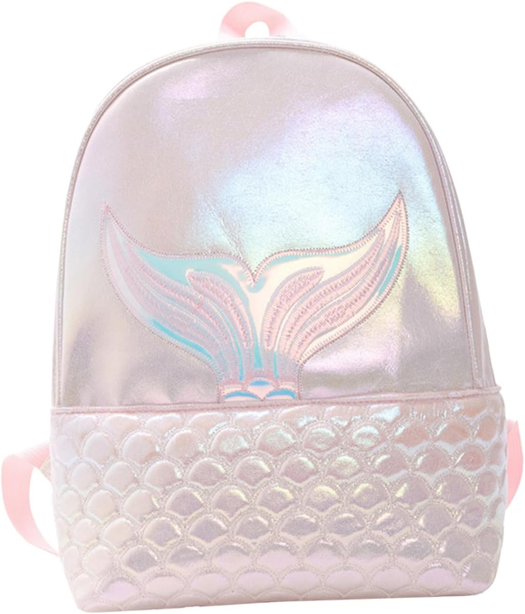 LIFKOME Adjustable Straps Mermaid School Backpack for Cute Pink Elementary Travel Bag Spacious Bookbag for Dance Shopping and Daily Use