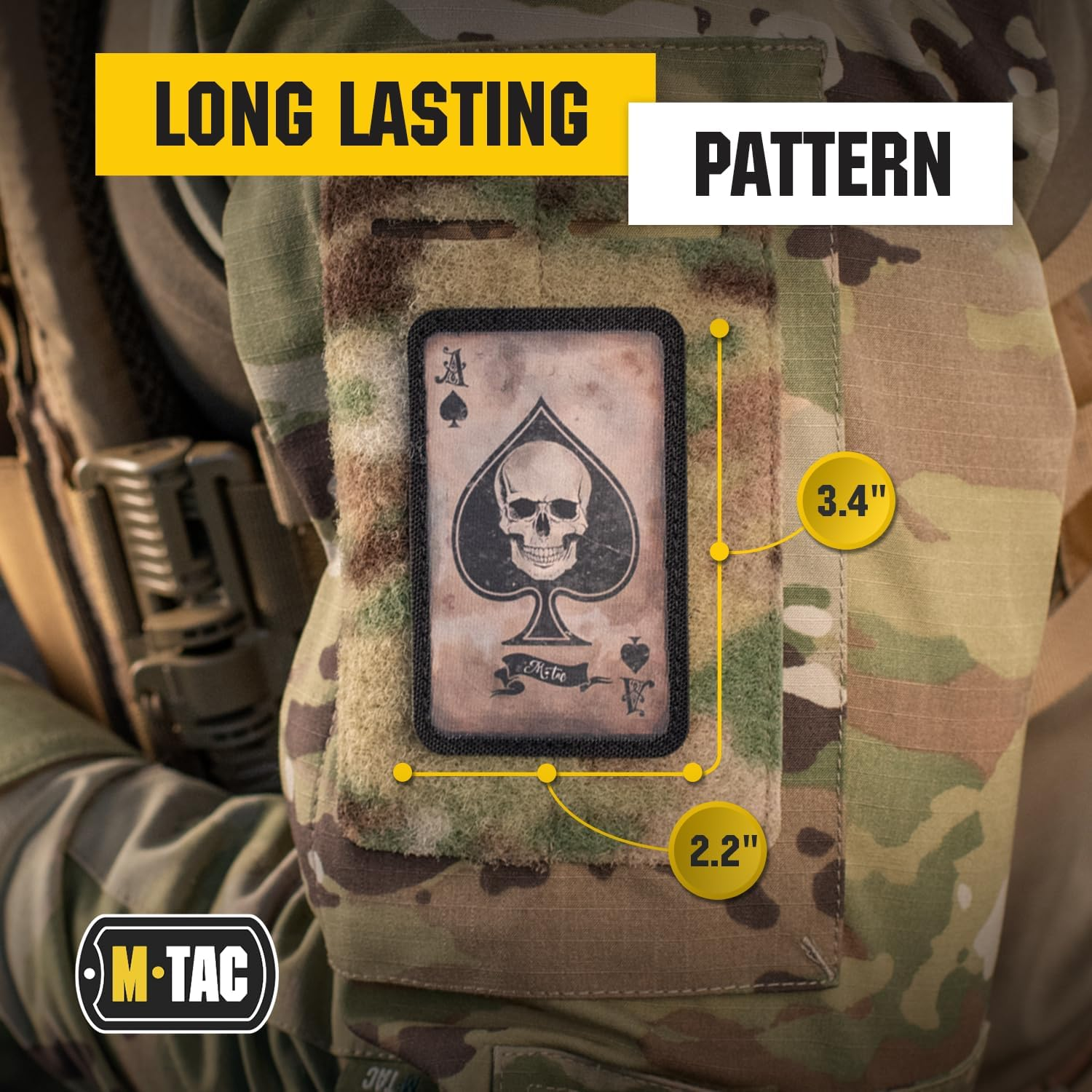 M-Tac Ace of Spades Death Card Tactical Morale Patch Army Combat Hook Fasteners (Coyote/Black)