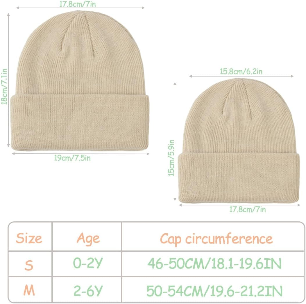 Malaxlx Baby Beanie Hat Winter Toddler Kids Knit Hat Warm Double Layer Soft Cuff Beanie Ski Skull Cap for 0-6 Years Girls Boys image number 6