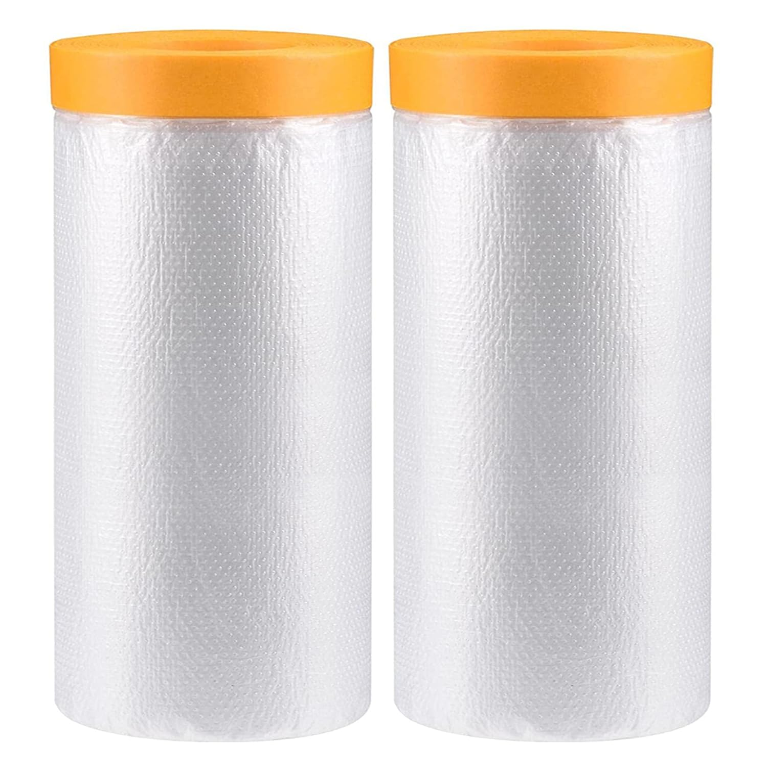 2-Roll 65.5Ft Indoor Pre-Taped Masking Film, Pretaped Plastic Masking Film for Automotive Painting Covering, Adhesive Plastic Painting Drop Film, Automotive Best Masking Tape Paint,65.6-Feet/Pack image number 5