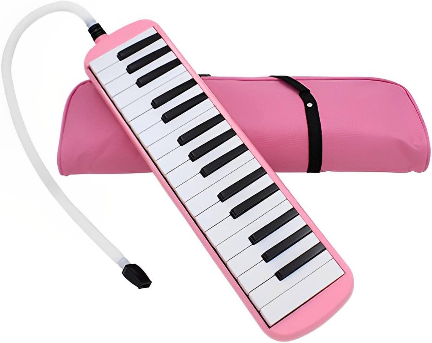 Vilihy Melodica 32 Key Pianica Portable with Carrying Bag Short and Long Mouthpieces for Beginners Kids Gift(Pink)