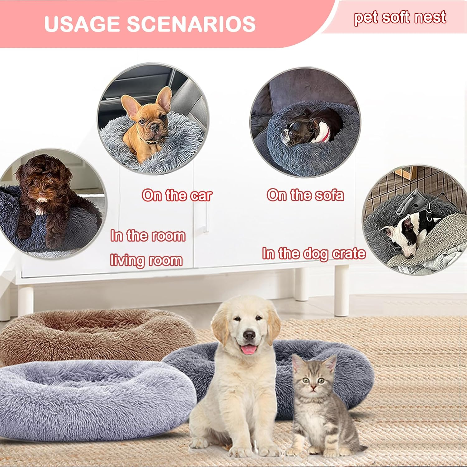 DESIGN for COZY SLEEP: This Pet Bed Is a Semi-Envelope Design, Creating a Safe and Warm Room for Medium-Sized Dogs Who like to Curl up and Stretch Out for a Restful Sleep. the Long-Pile Surface Is Sof image number 5