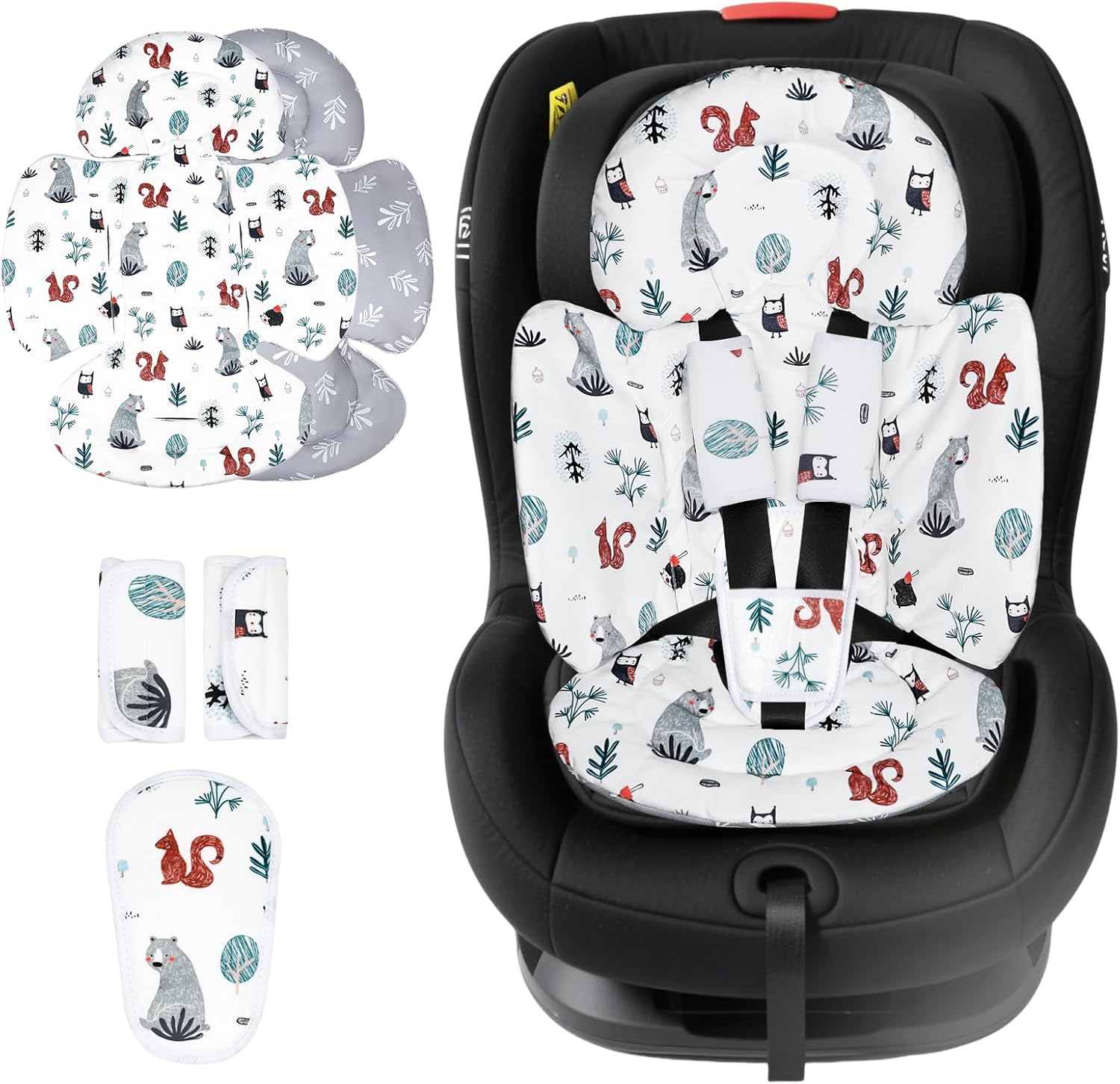 KAKIBLIN Infant Car Seat Insert, Baby Car Seat Cushion, Car Seat Head Support for Infant,Breathable Reversible Carseat Insert Support for Newborn Stroller, Baby Swing, Bassinets, Pushchair (Pink)