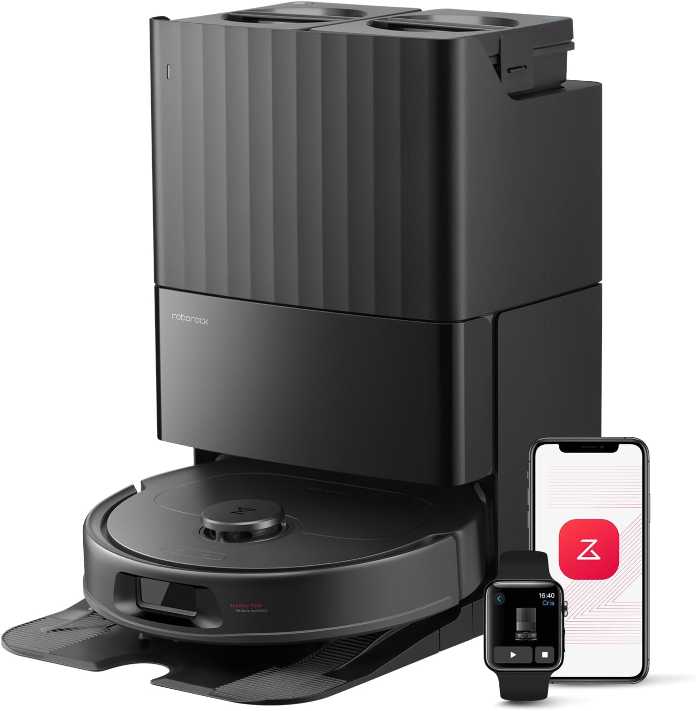 Roborock Qrevo L Robot Vacuum and Mop, All-In-One Vacuum Cleaner, 10,000Pa Powerful Suction, Self Emptying & Refilling, Self Mop Washing & Air Drying, Anti-Tangle Brushes for Home, Pet Hairs, Black image number 3